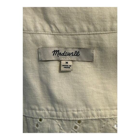 NWOT Madewell Women’s Medium White Long-Sleeve Popover Top in‎ Eyelet - Picture 4 of 8